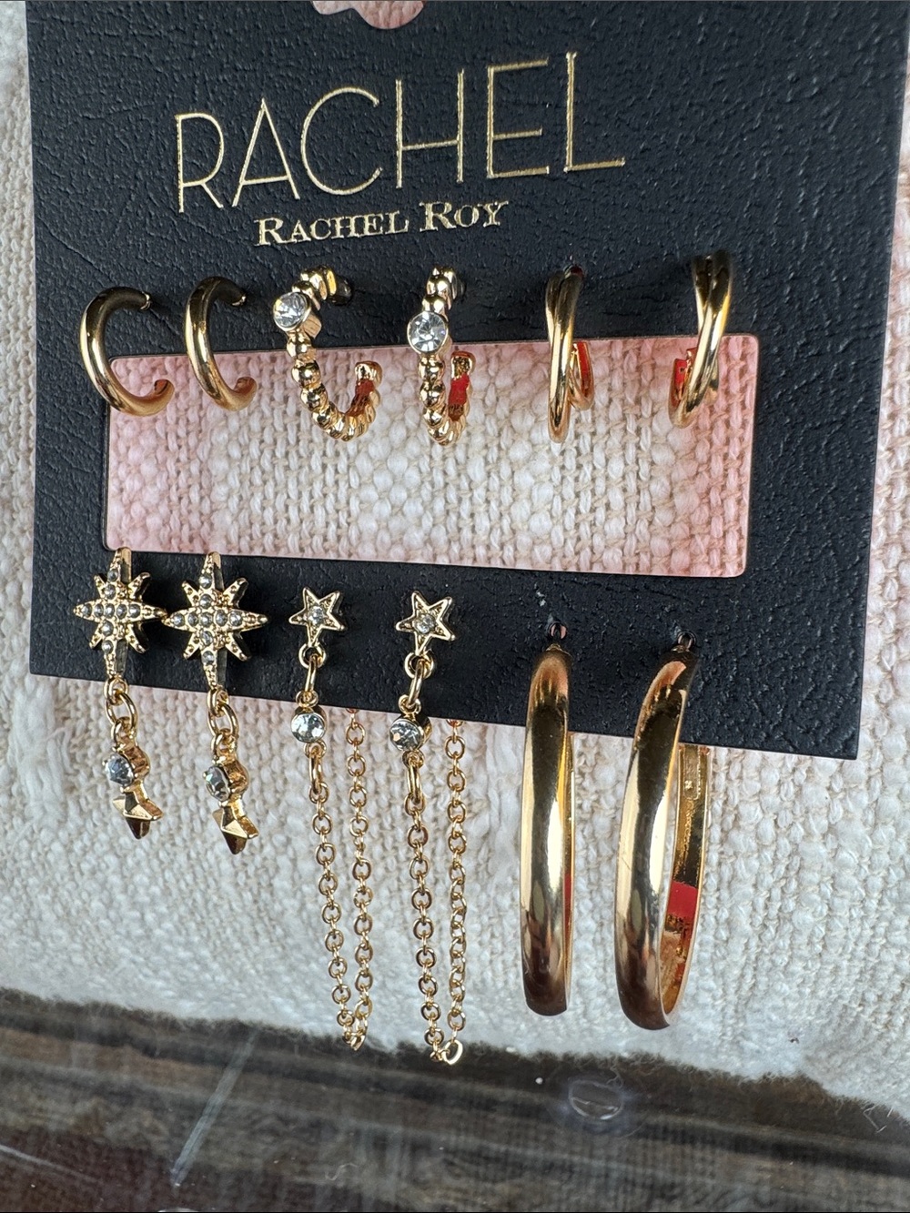 0559-RACHEL Rachel Roy Gold-Tone 6 pc Mixed Earring Set